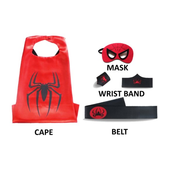 Spider Man Super Hero Capes for Kids, Set of 5 Pieces One Size Halloween - Picture 2 of 4
